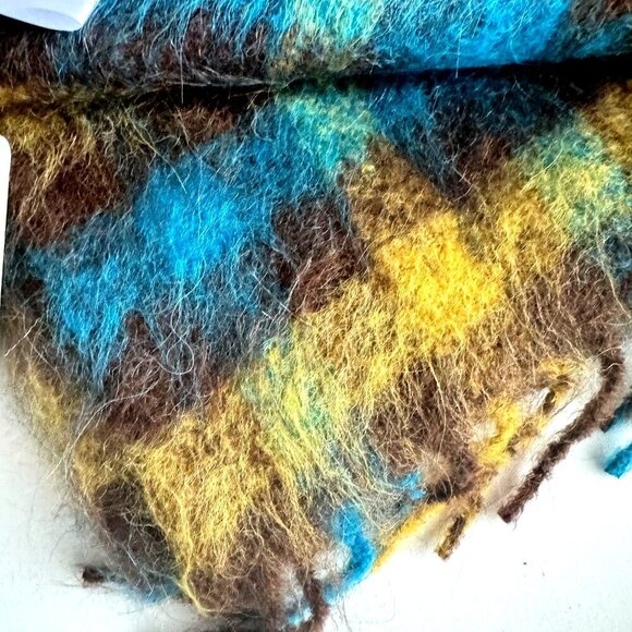 Caterina De Medici Blue Brown Plaid Mohair Alpaca Wool Large scarf - Picture 6 of 10